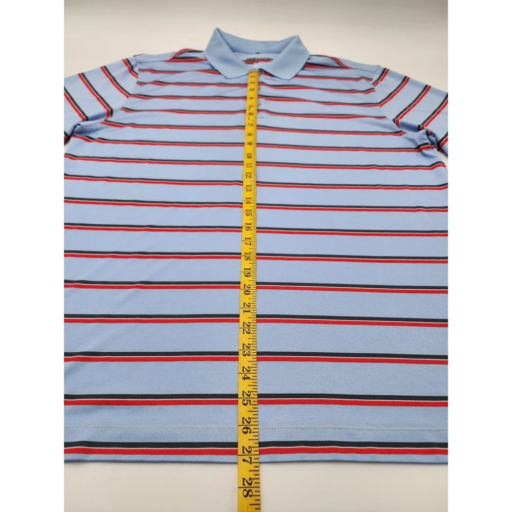 MENS VINTAGE NIKE DRI FIT PERFORMANCE GOLF XL‎ BUTTON UP POLO SHIRT BLUE STRIPED